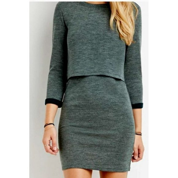 Forever 21 Women's Long Sleeve Cover-Up Style Bodycon Knit Gray Dress Size Small - Picture 1 of 13